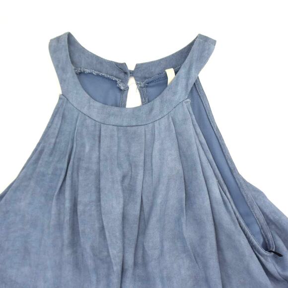 Sage Blue Ruffle Open Back Halter Romper Womens S - Picture 3 of 7